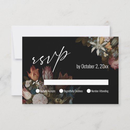 Dramatic Moody Dutch Masters Tulips in Bouquet RSVP Card