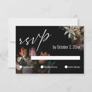Dramatic, Moody Dutch Masters Tulips in Bouquet RSVP Card