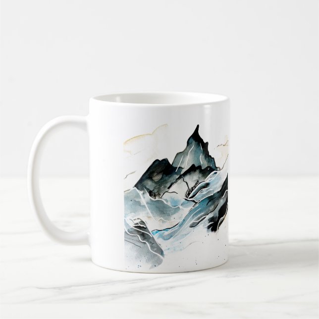 Dramatic mountain painting mug (Left)