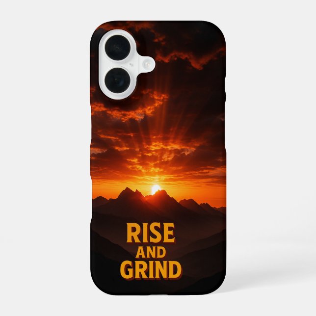 Dramatic Mountain Sunrise 'Rise and Grind' iPhone Case (Back)