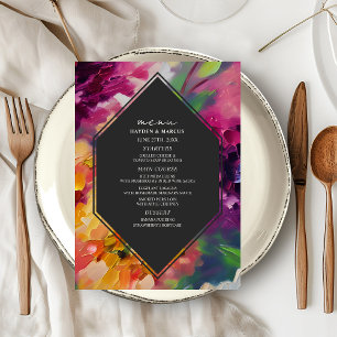 Dramatic Multicolor Floral Wedding Menu