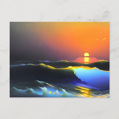 Dramatic Ocean and Sunset Scene Postcard