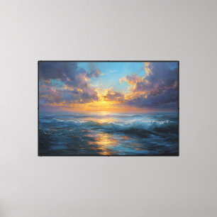 Dramatic Ocean Sunset Painting – Abstract Wall Art