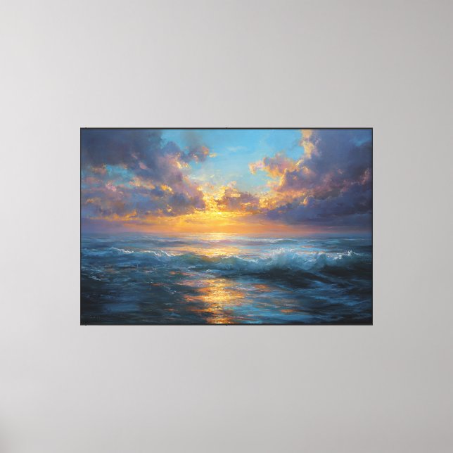 Dramatic Ocean Sunset Painting – Abstract Wall Art (Front)