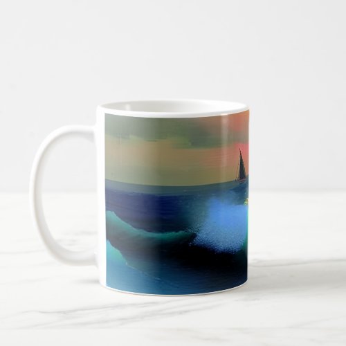 Dramatic Ocean Waves and Sunset Reflection Coffee Mug