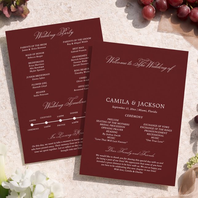  Dramatic Opera Burgundy Wedding Flat Program (Creator Uploaded)