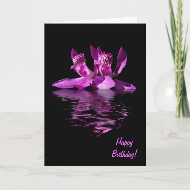 Dramatic Orchid Birthday Card (Front)