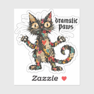 Dramatic Paws Funny Cat Custom Cut Sticker
