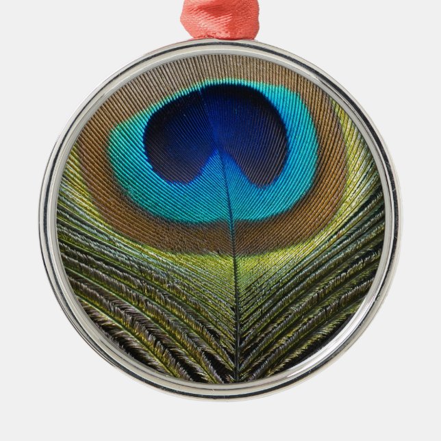 Dramatic Peacock Feather Metal Ornament (Front)