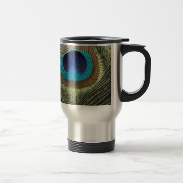 Dramatic Peacock Feather Travel Mug (Right)