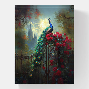 Dramatic Peacock Red Roses Gothic Paperweight