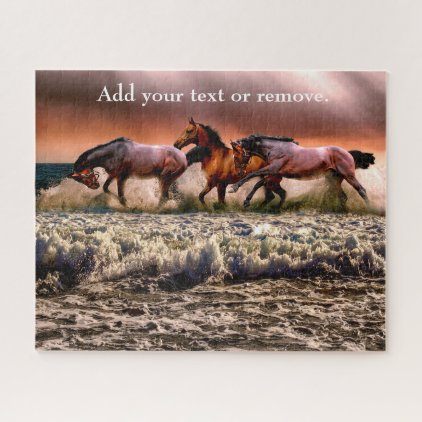 Dramatic photograph of horses running on a beach, jigsaw puzzle