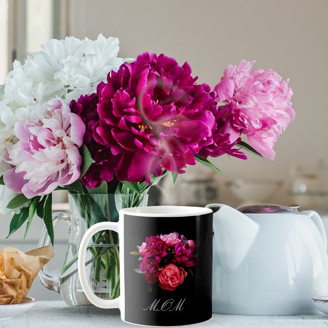 Dramatic Pink And Purple Peonies Name Coffee Mug (Creator Uploaded)