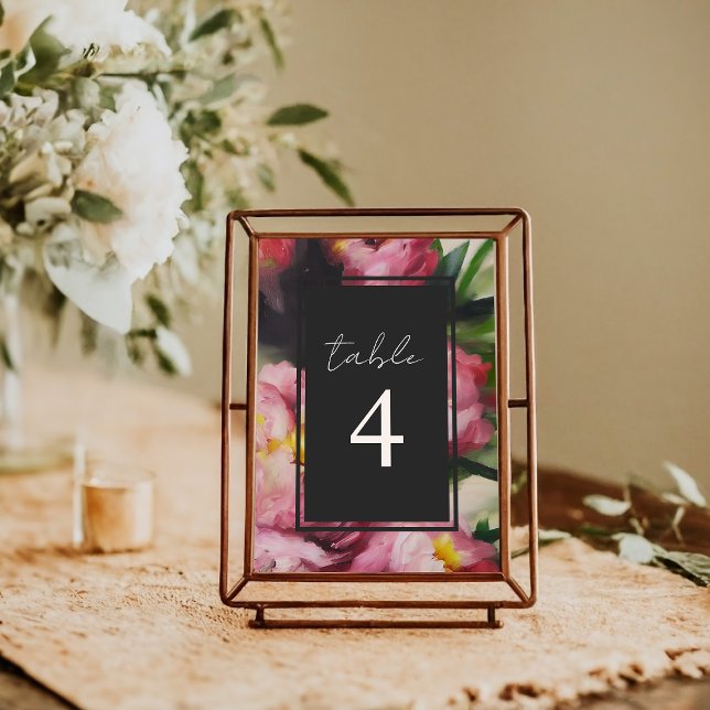 Dramatic Pink Floral Wedding Table Number (Creator Uploaded)