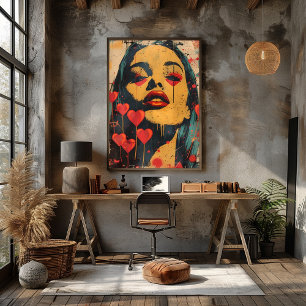 Dramatic Pop Art: Enigmatic Gaze Photo Print