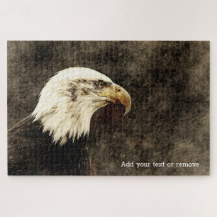 Dramatic portrait photo of American bald eagle, Jigsaw Puzzle