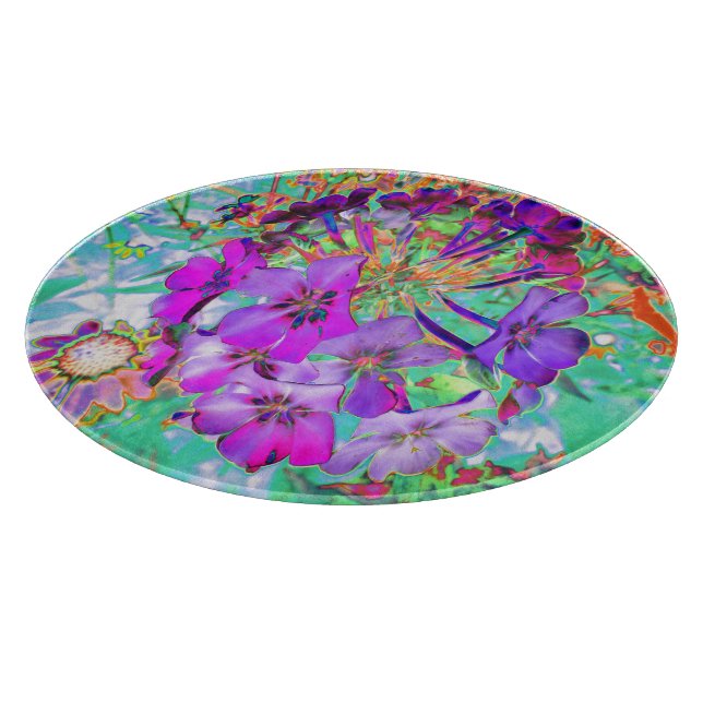Dramatic Psychedelic Magenta and Purple Flowers Cutting Board (Corner)