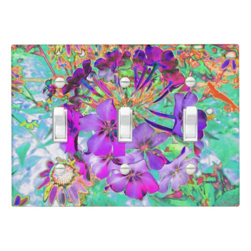 Dramatic Psychedelic Magenta and Purple Flowers Light Switch Cover