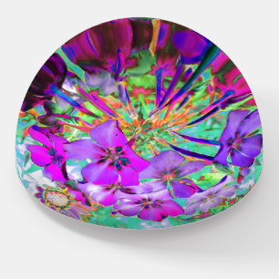 Dramatic Psychedelic Magenta and Purple Flowers Paperweight