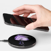 Dramatic Purple/Gray Tulip on Black *personalize* Wireless Charger (Hand)