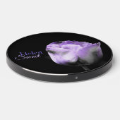 Dramatic Purple/Gray Tulip on Black *personalize* Wireless Charger (Front 2)