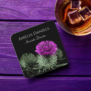 Dramatic Purple Thistle on Black Business Card