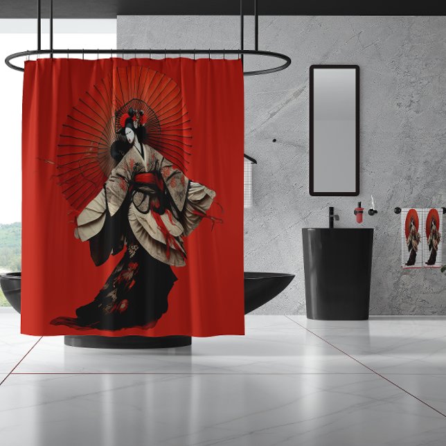 Dramatic Red and Black Kabuki Theater  Shower Curtain (Creator Uploaded)