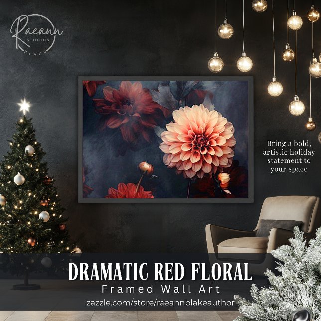 Dramatic Red Floral Framed Wall Art (Creator Uploaded)