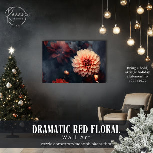 Dramatic Red Floral Wall Art