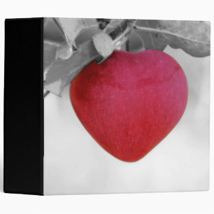 Dramatic Red Heart Shaped Apple 3 Ring Binder