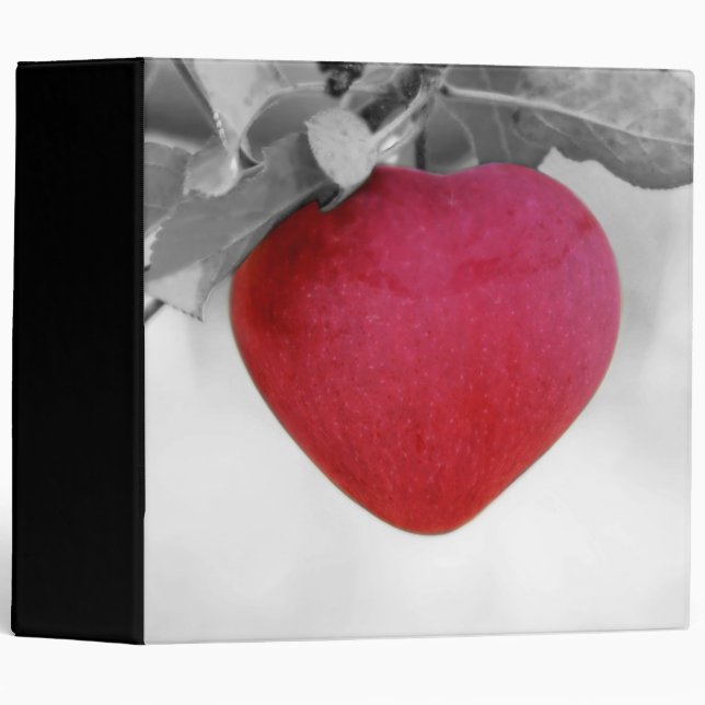 Dramatic Red Heart Shaped Apple 3 Ring Binder (Front/Spine)