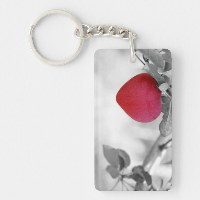 Dramatic Red Heart Shaped Apple Keychain (Front)