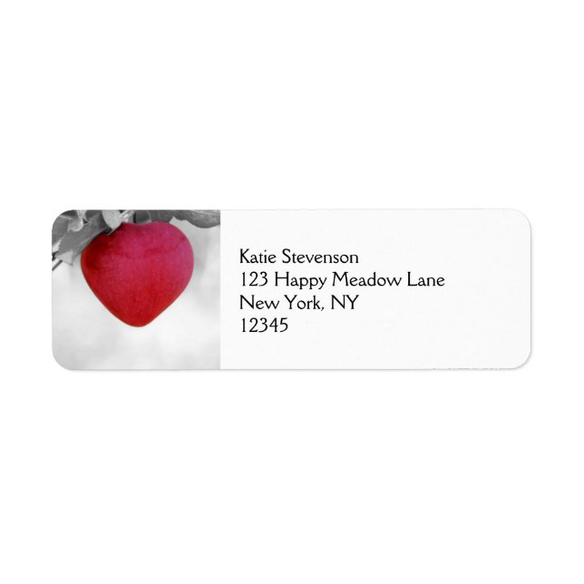 Dramatic Red Heart Shaped Apple Label (Front)