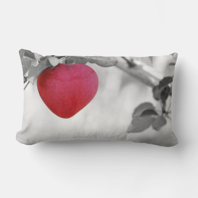 Dramatic Red Heart Shaped Apple Lumbar Pillow (Front)