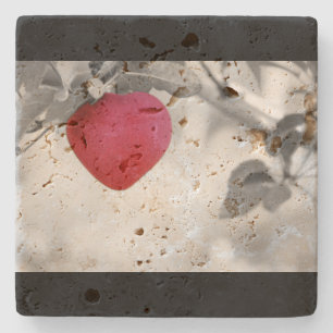 Dramatic Red Heart Shaped Apple Stone Coaster