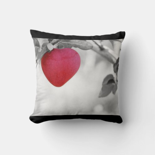 Dramatic Red Heart Shaped Apple Throw Pillow