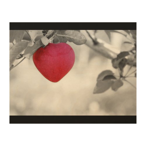 Dramatic Red Heart Shaped Apple Wood Wall Art