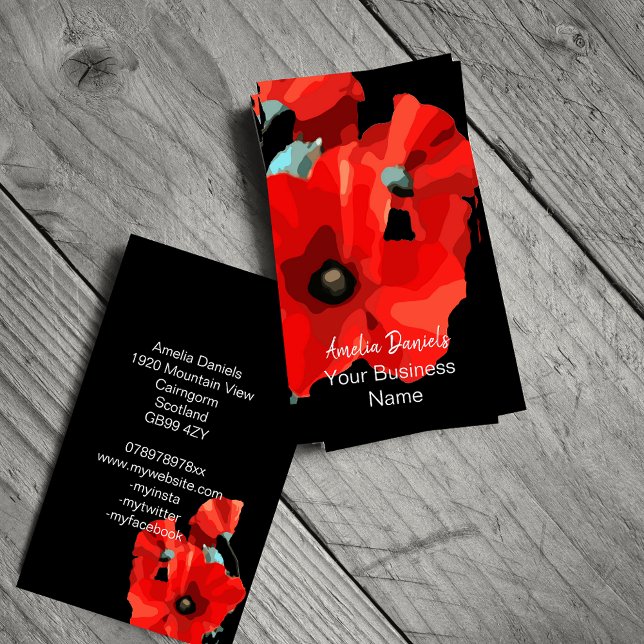 Dramatic Red Poppy Business Card (Creator Uploaded)