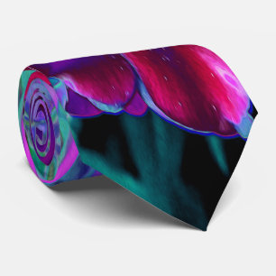 Dramatic Red, Purple and Pink Garden Flower Neck Tie