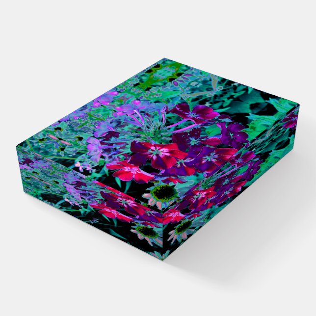 Dramatic Red, Purple and Pink Garden Flower Paperweight (Angled)