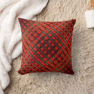 Dramatic Red Sine Waves Funky Pattern Cotton Throw Pillow