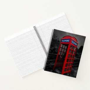 Dramatic Red Telephone Booth Photography Travel Notebook