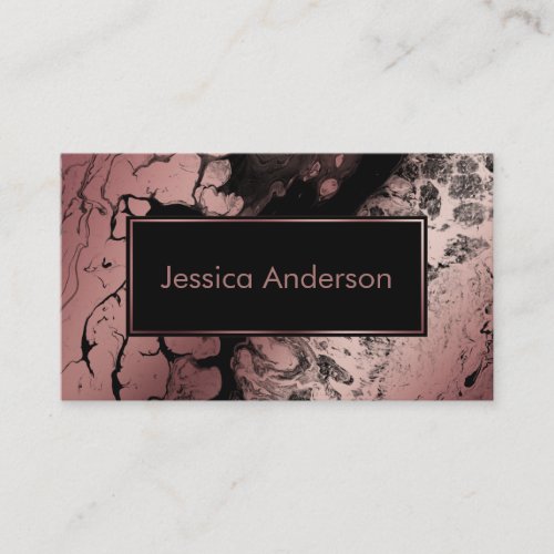 Dramatic Rose Gold and Black Marbled Texture Business Card