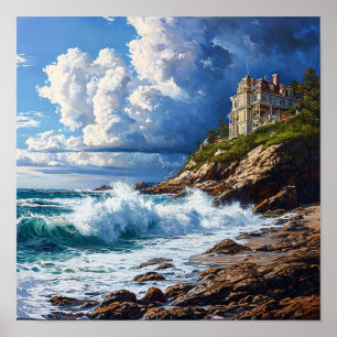 🌊 Dramatic Seascape Ocean Waves Coastal Sunset Poster