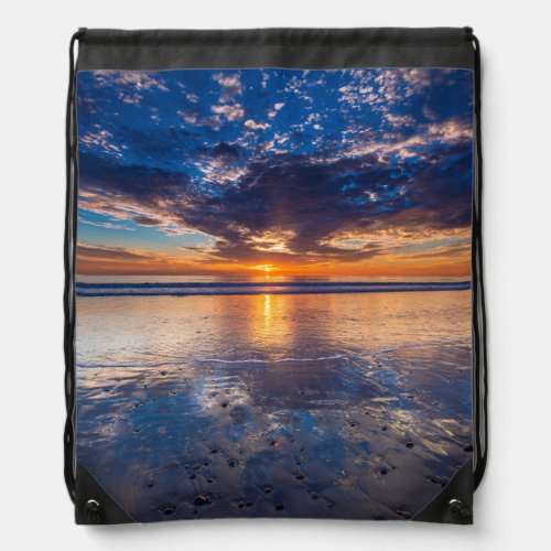 Dramatic seascape sunset CA Drawstring Bag