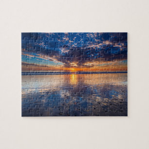 Dramatic seascape, sunset, CA Jigsaw Puzzle