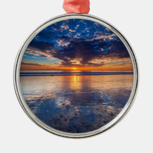 Dramatic seascape, sunset, CA Metal Ornament