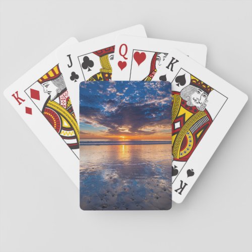 Dramatic seascape sunset CA Poker Cards