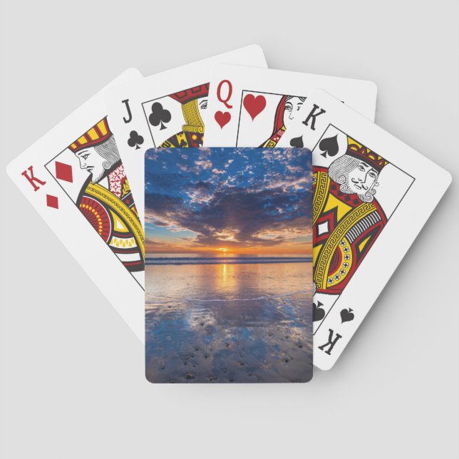 Dramatic seascape, sunset, CA Poker Cards (Back)