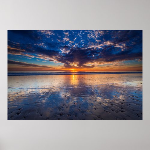 Dramatic seascape sunset CA Poster